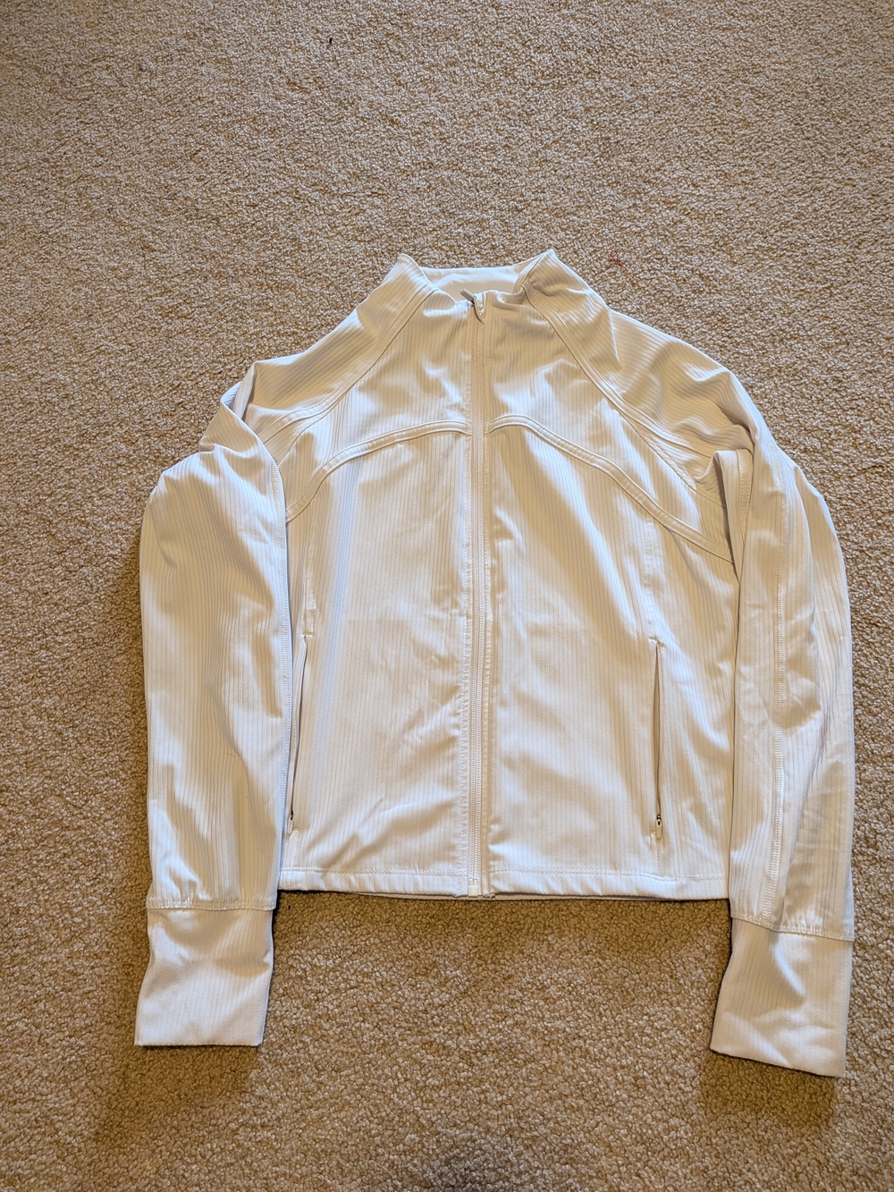 Danskin Cream Ribbed Zip-Front Athletic Jacket